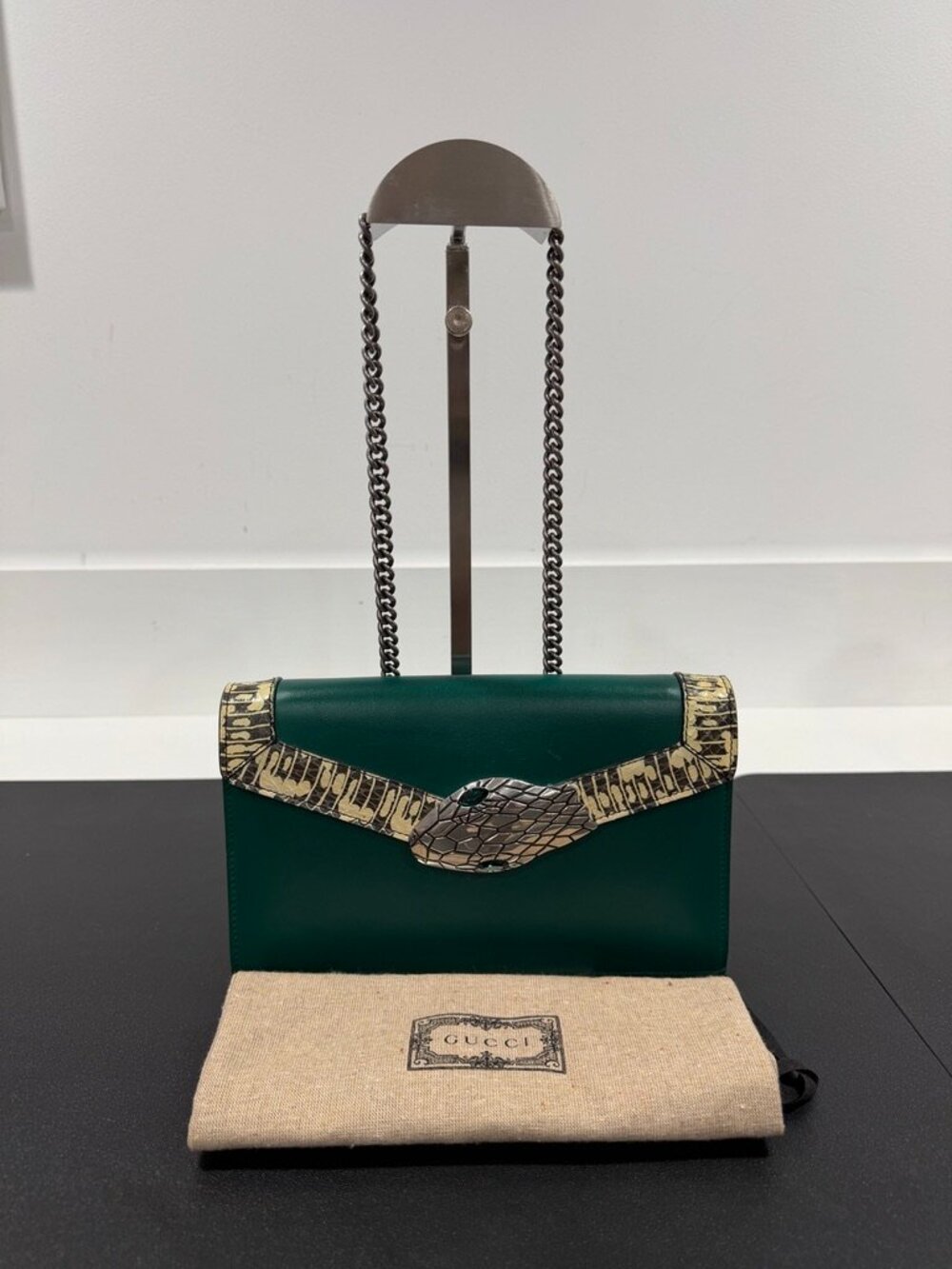 Gucci Lilith Kingsnake Leather Chain Crossbody Shoulder Bag (JB1565)